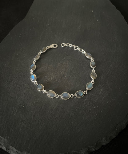 Labradorite and Silver Oval Bracelet image 1