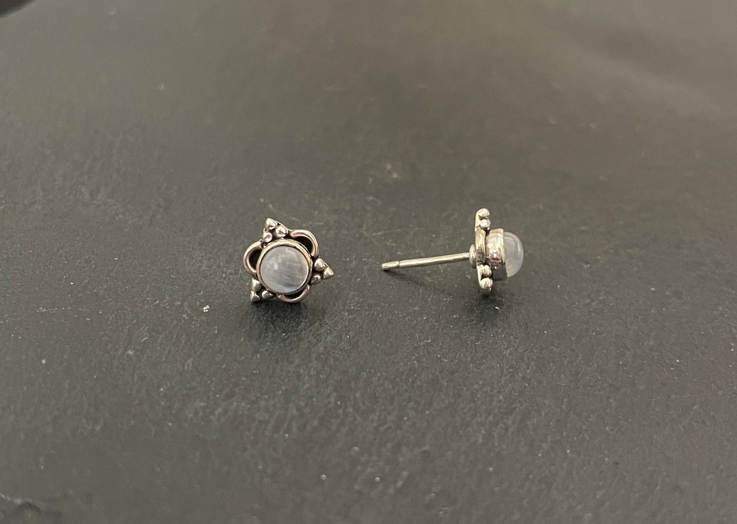 Moonstone and Silver Stud Earrings image 1