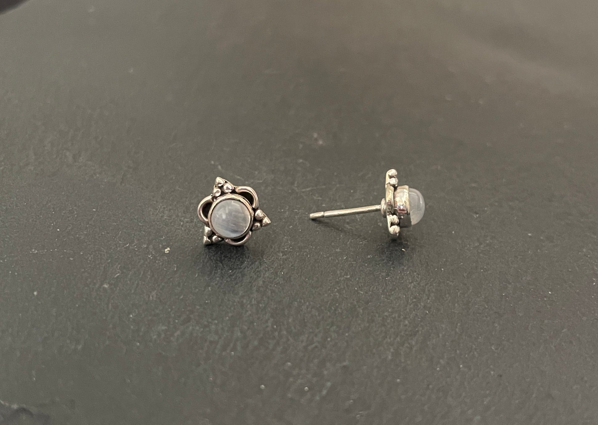 Moonstone and Silver Stud Earrings image 1