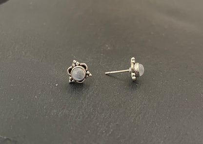 Moonstone and Silver Stud Earrings image 1