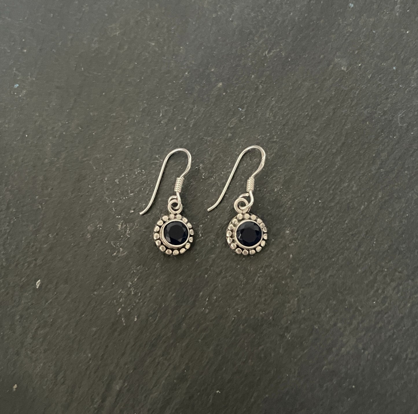 Sapphire and Silver Round Earrings image 0