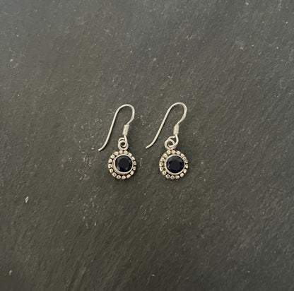 Sapphire and Silver Round Earrings image 0