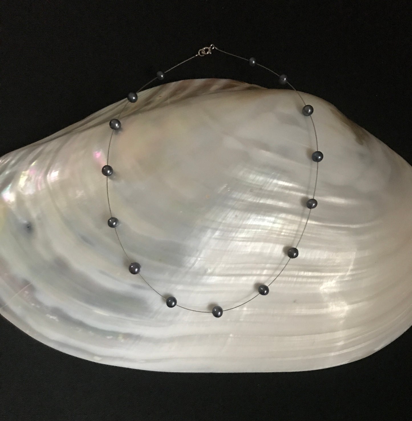 Dark Blue Pearl Necklace image 1