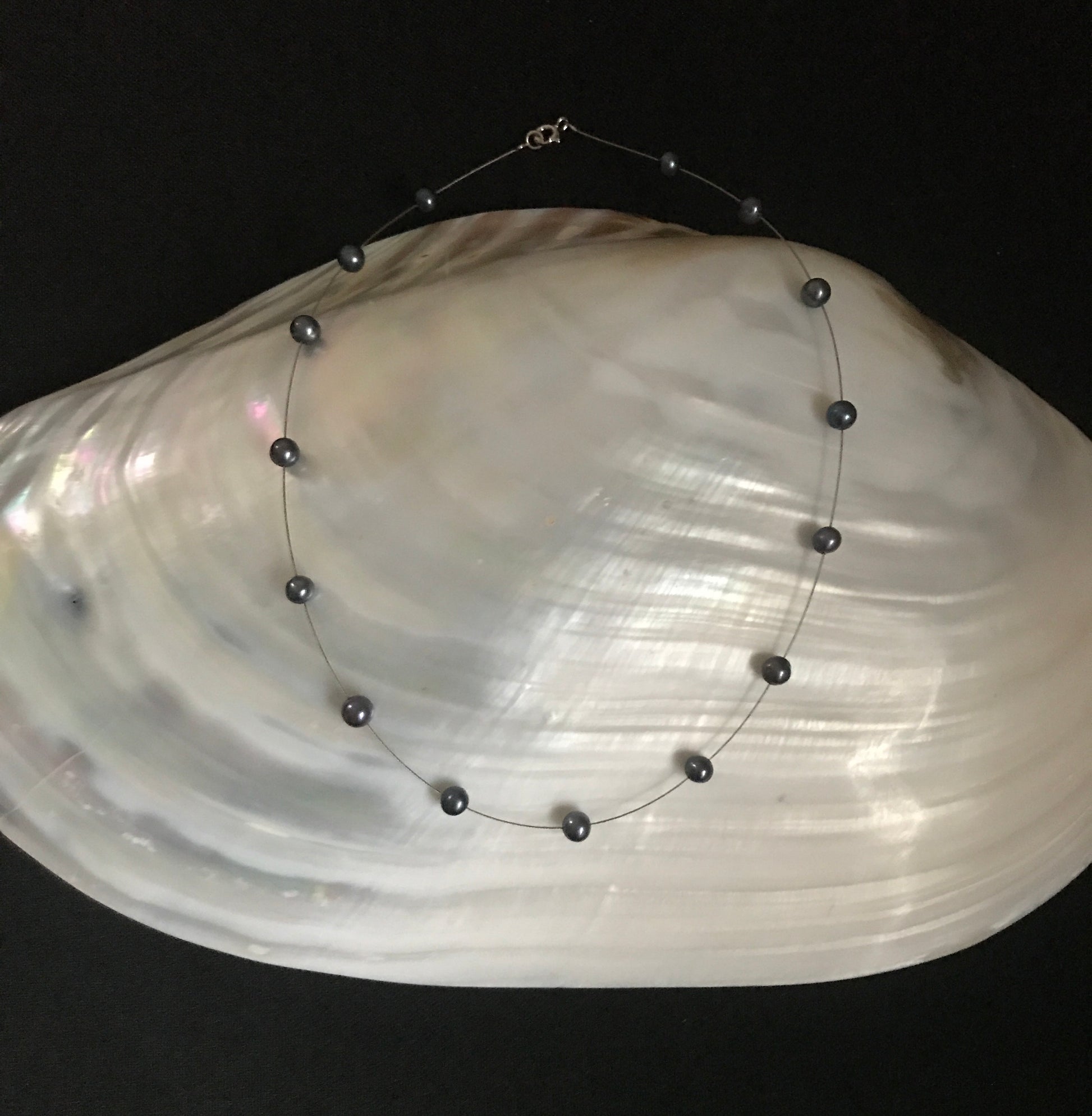 Dark Blue Pearl Necklace image 1