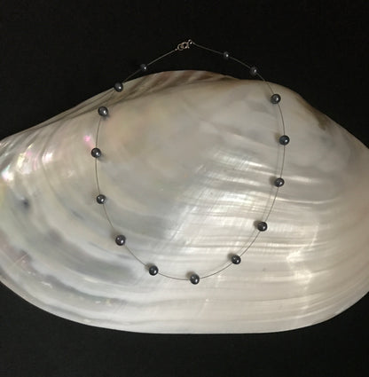 Dark Blue Pearl Necklace image 1