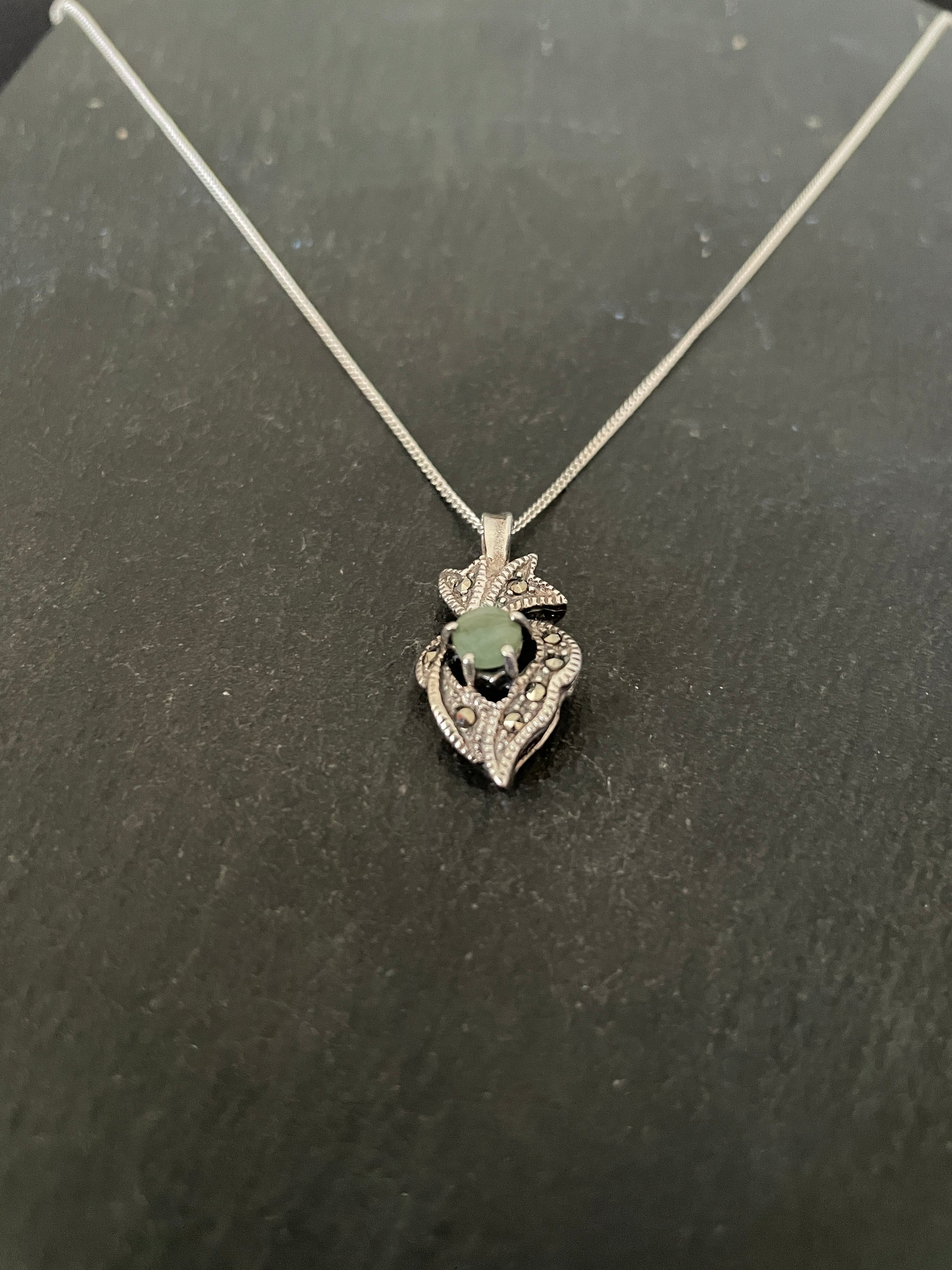 Emerald and Marcasite Pendant image 1