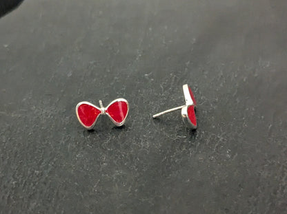 Coral Bow Stud Earrings image 1