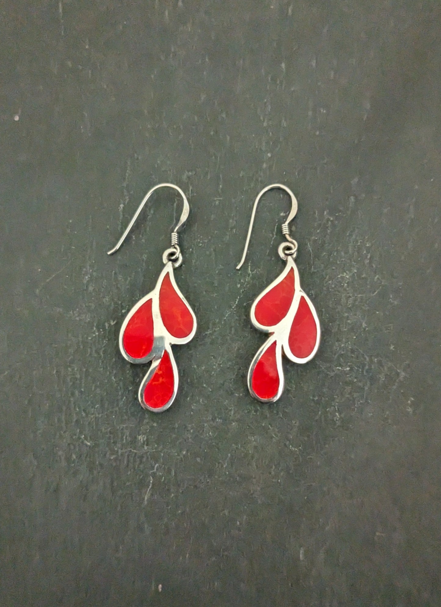 Large Coral Teardrop Earrings image 0