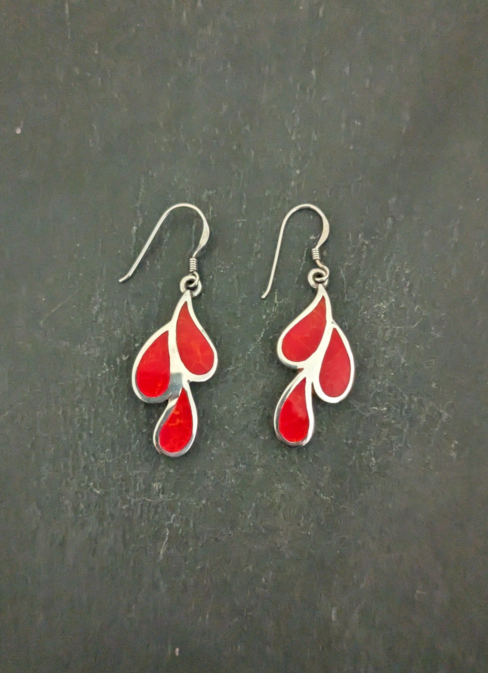 Large Coral Teardrop Earrings image 0