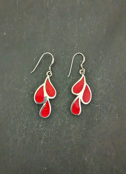 Large Coral Teardrop Earrings image 0