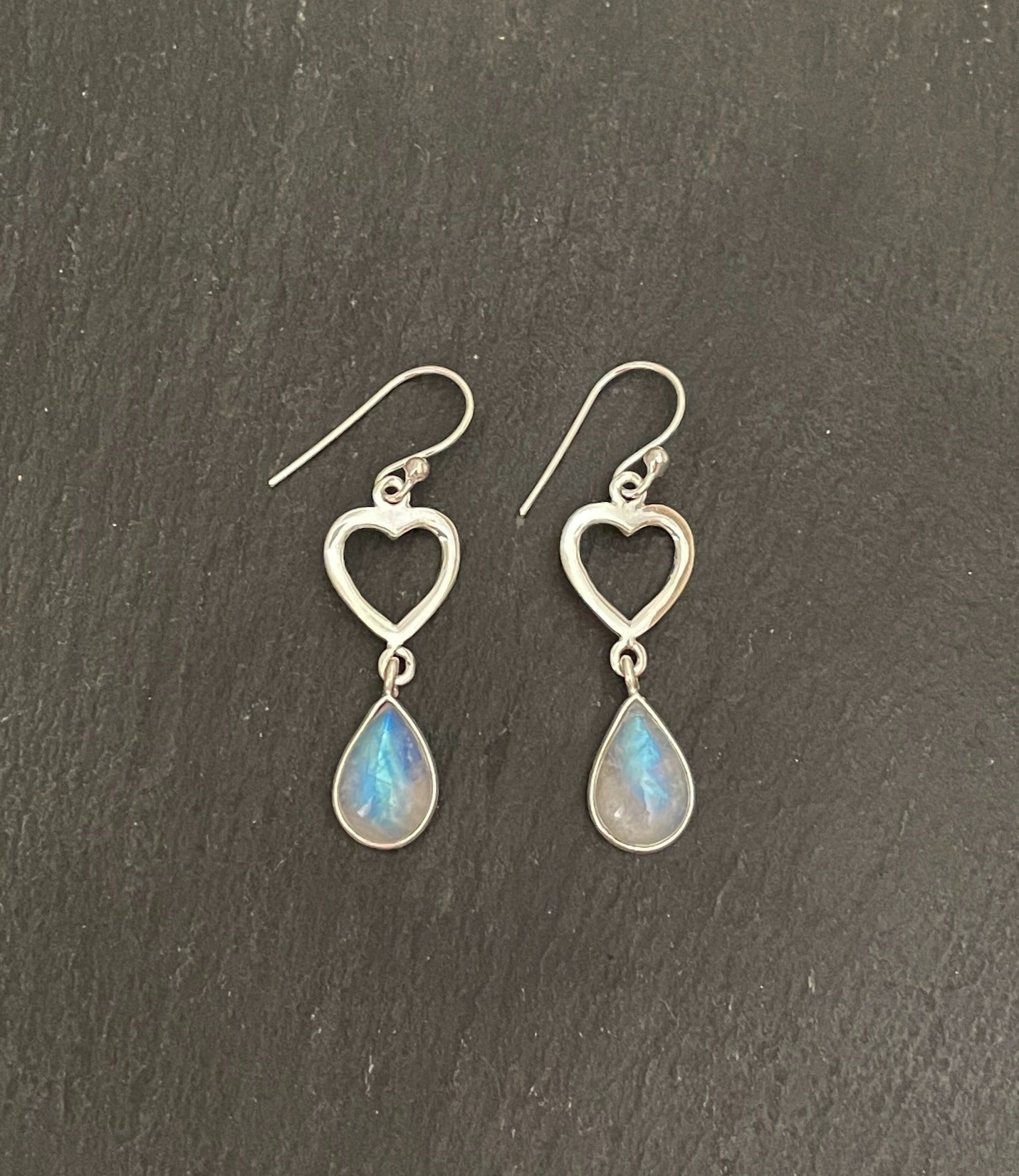 Moonstone Heart Earrings image 0