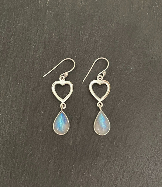 Moonstone Heart Earrings image 0