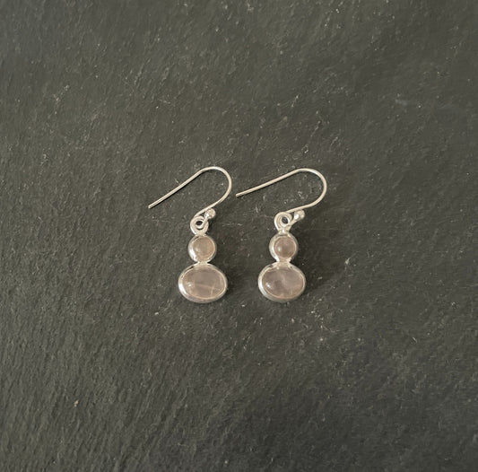 Two Stone Rose Quartz and Silver Earrings image 0