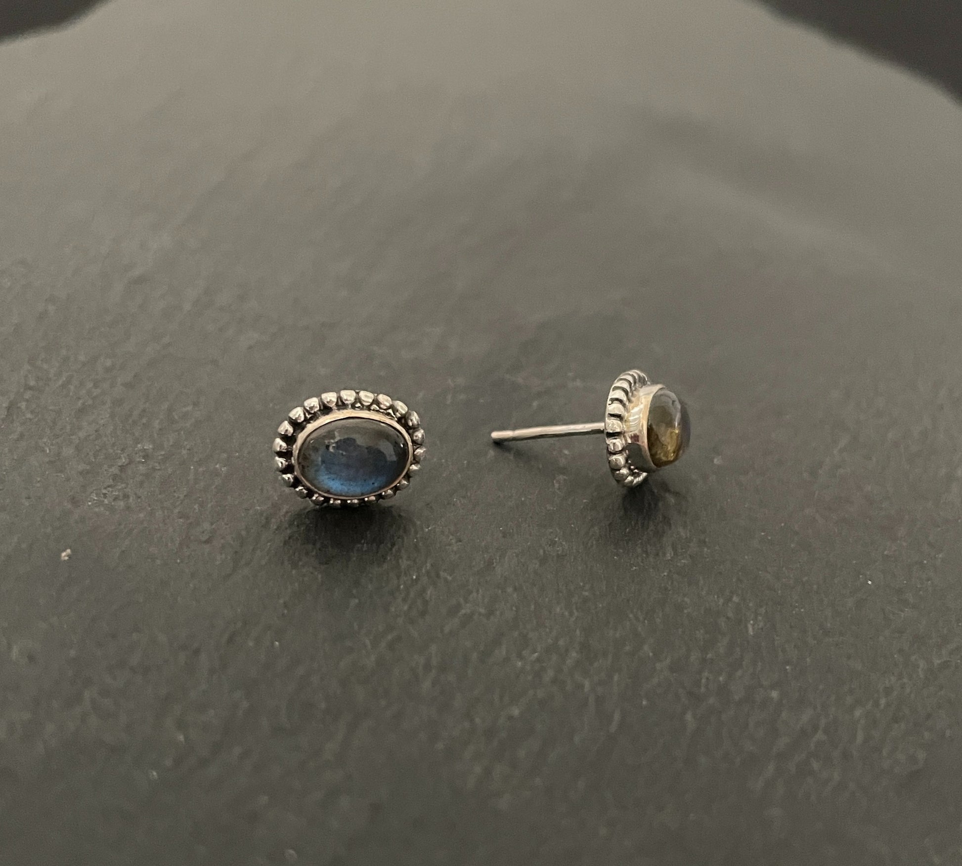 Labradorite Oval Stud Earrings image 1