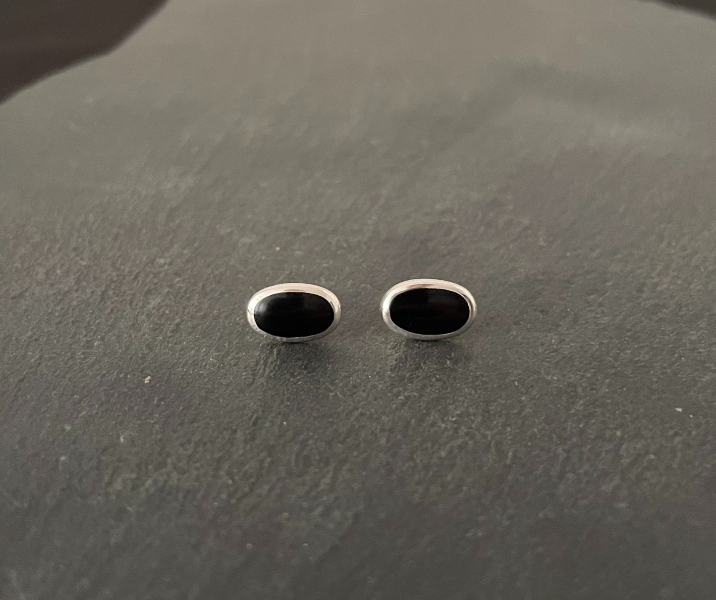 Black Onyx Oval Stud Earrings image 0