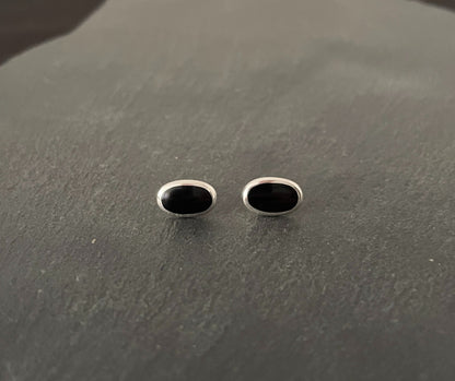 Black Onyx Oval Stud Earrings image 0