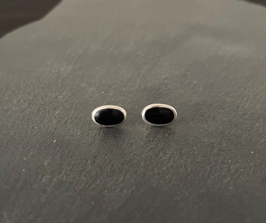 Black Onyx Oval Stud Earrings image 0
