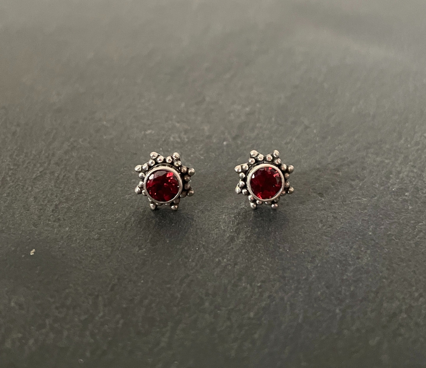 Garnet and Silver Stud Earrings image 0