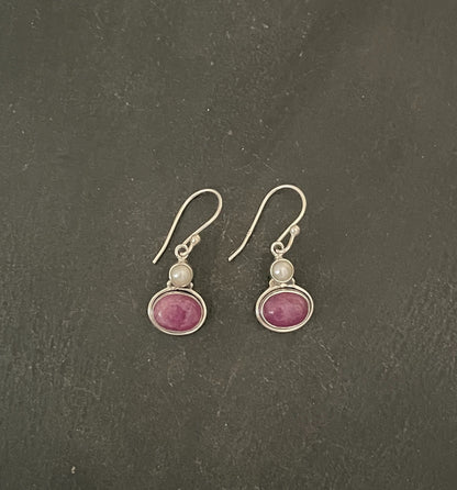 Ruby and Pearl Earrings image 0