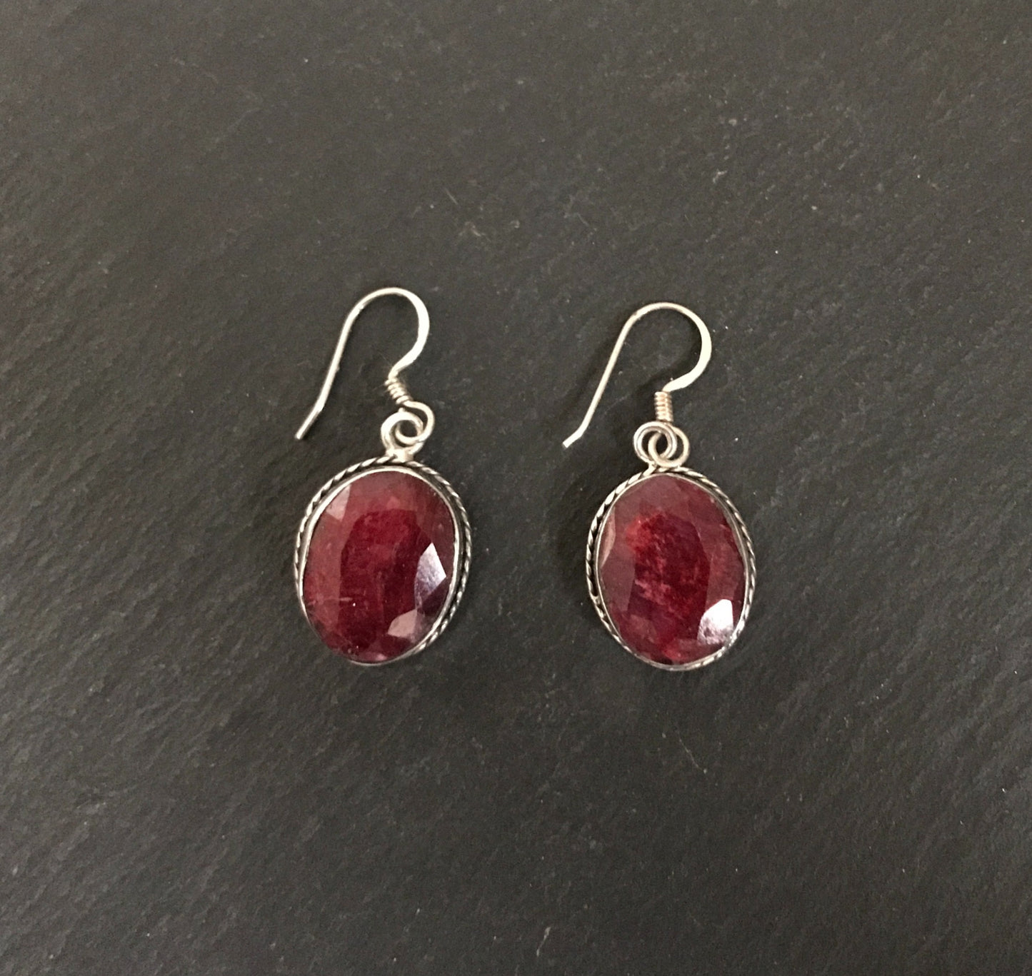 Oval Ruby Drop Earrings image 0