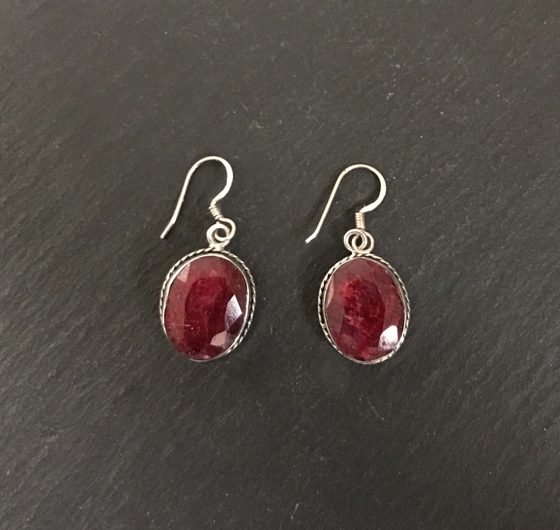 Oval Ruby Drop Earrings image 0
