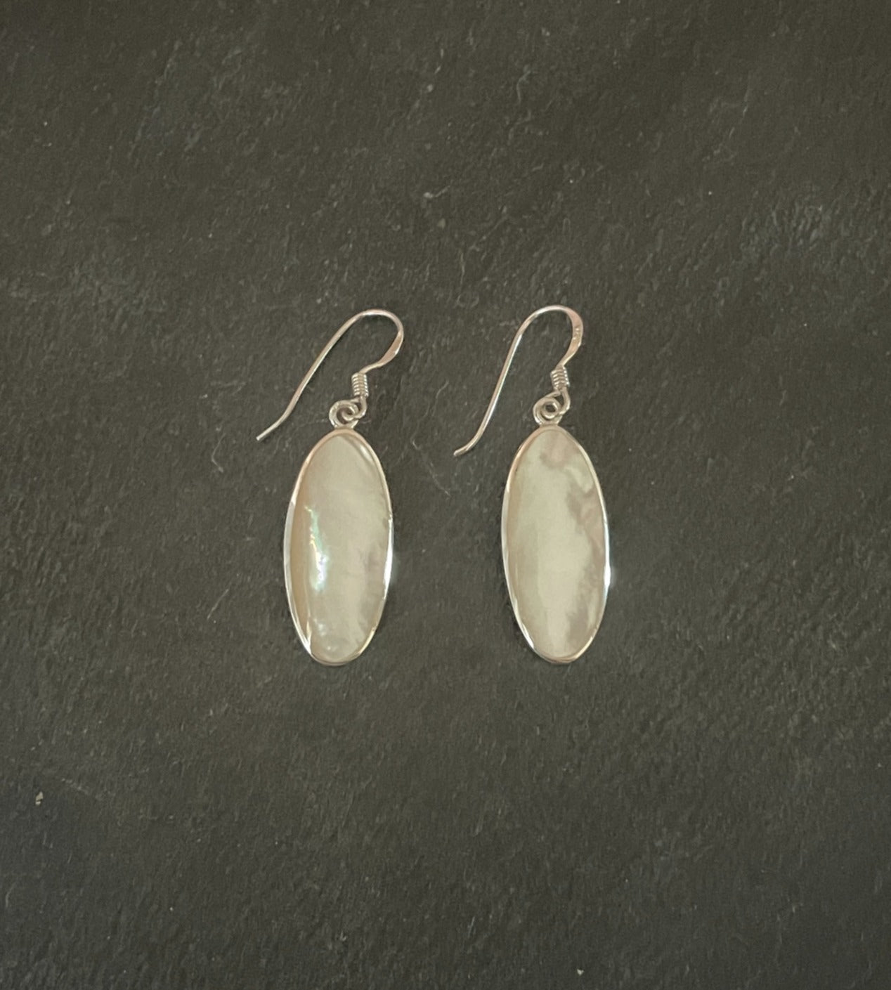 Mother Of Pearl and Silver Oval Earrings image 0