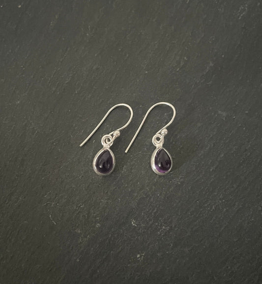 Teardrop Amethyst Drop Earrings image 0