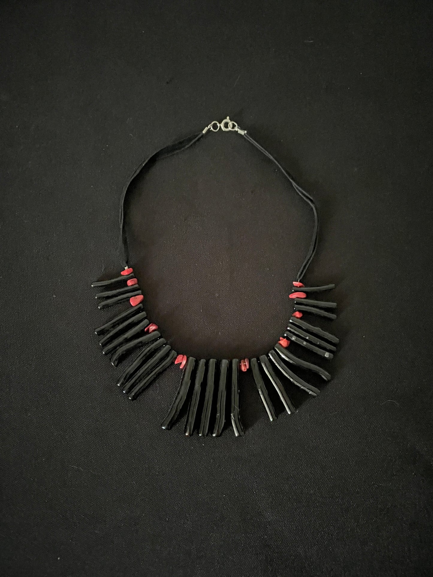 Black Bamboo and Bead Necklace image 2