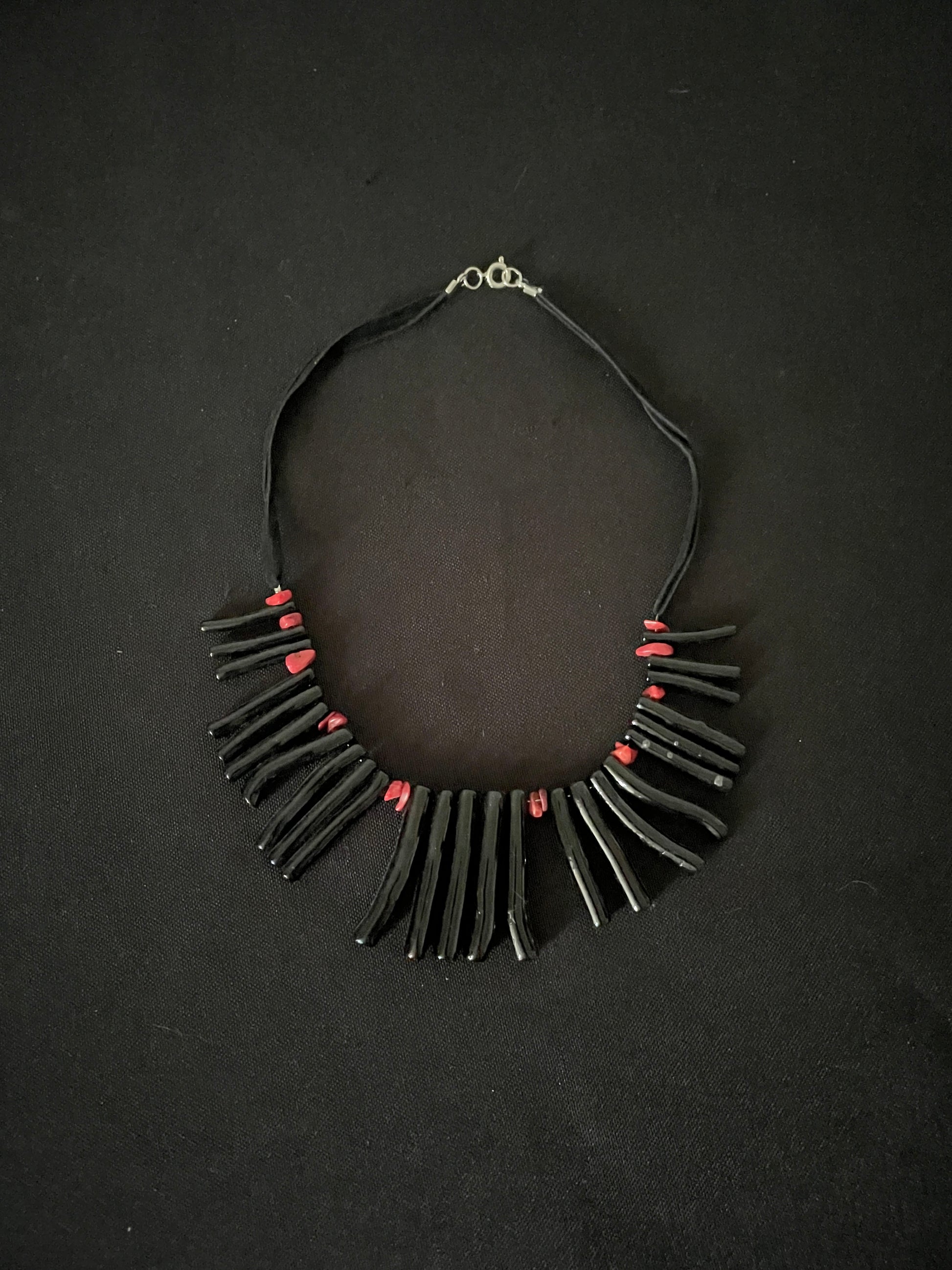 Black Bamboo and Bead Necklace image 2