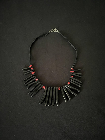 Black Bamboo and Bead Necklace image 2