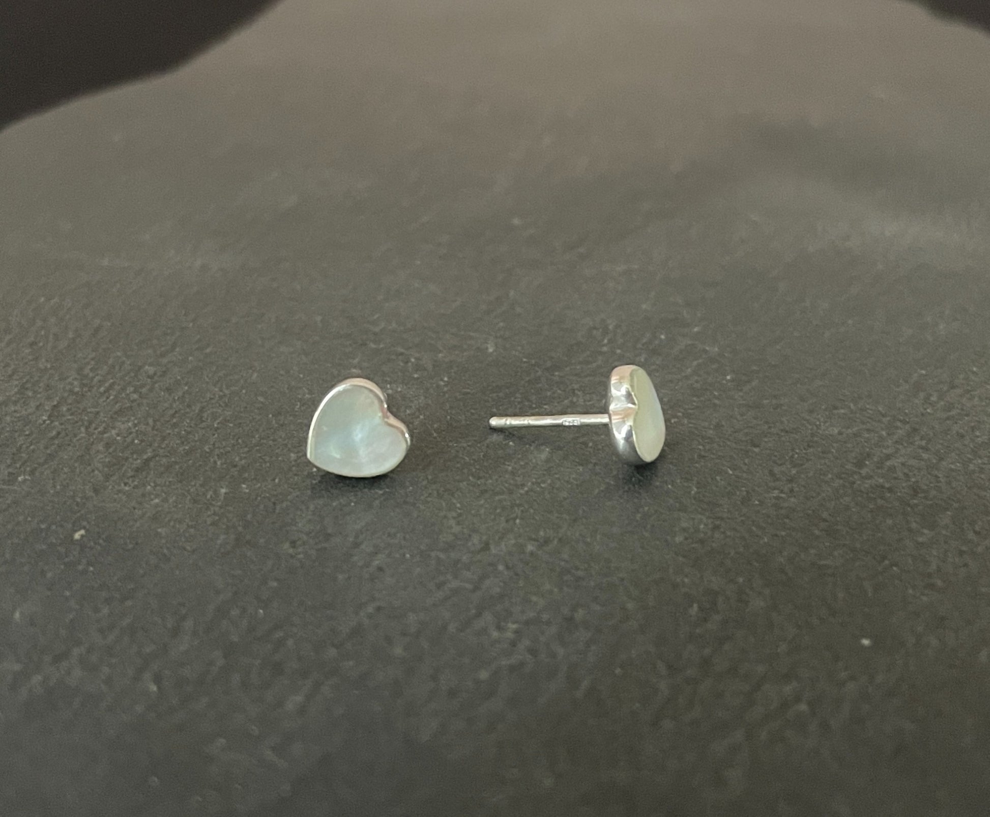 Mother of Pearl Heart Stud Earrings image 1