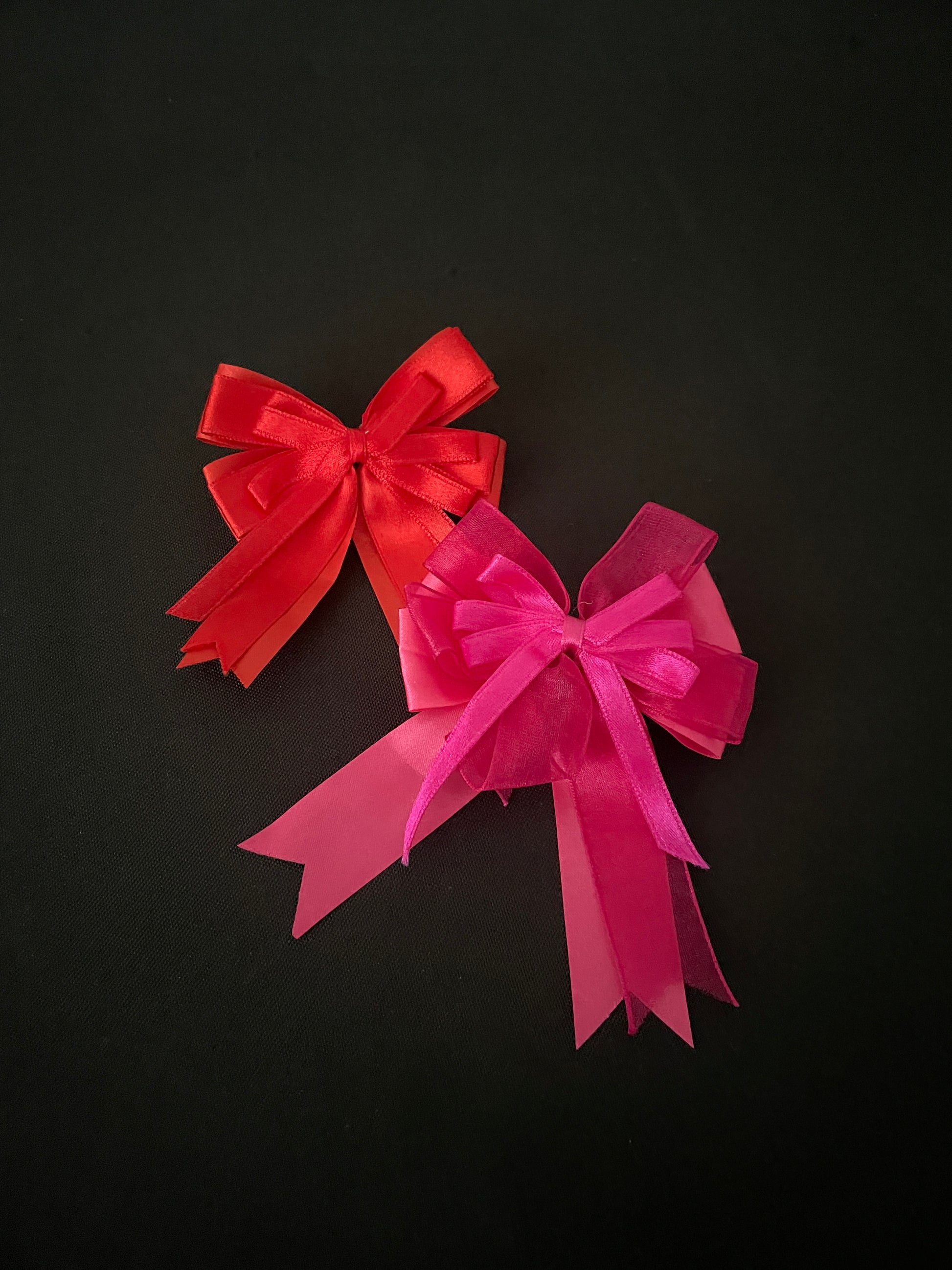 Red and Pink Bow Hair Clips image 0