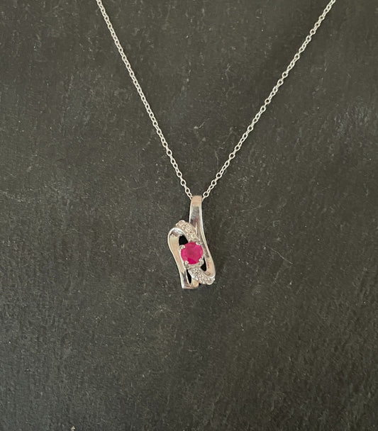 Ruby and Cubic Zirconia Pendant image 0
