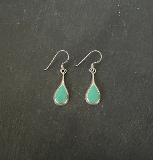 Turquoise and Silver Teardrop Earrings image 0