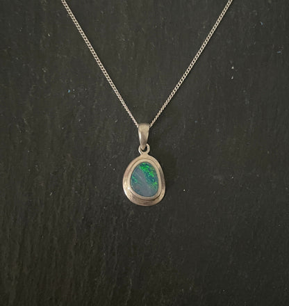 Fire Opal and Silver Oval Pendant image 0