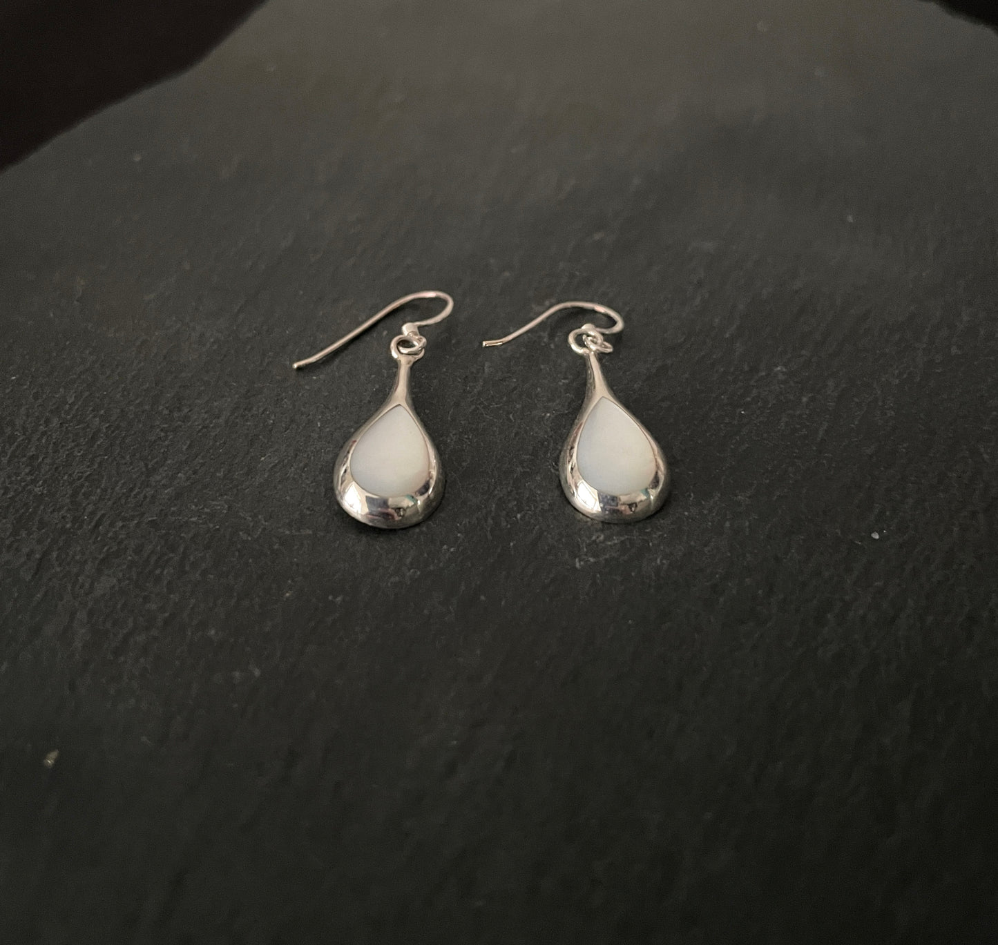 Mother Of Pearl and Silver Teardrop Earrings image 1