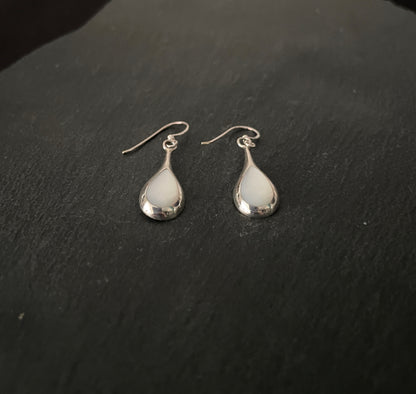 Mother Of Pearl and Silver Teardrop Earrings image 1