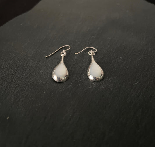 Mother Of Pearl and Silver Teardrop Earrings image 1