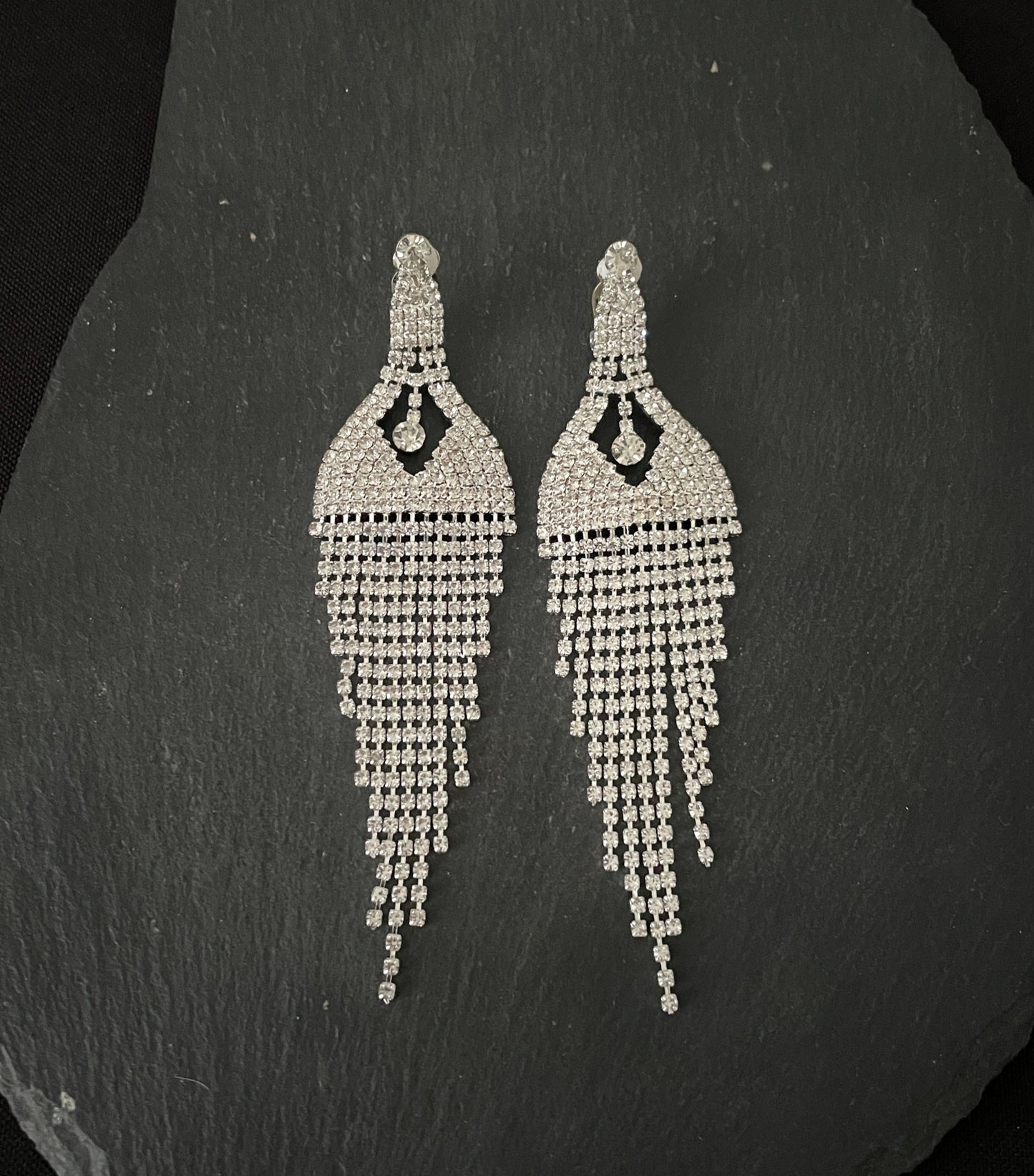 Bling Drop Clip On Earrings image 0