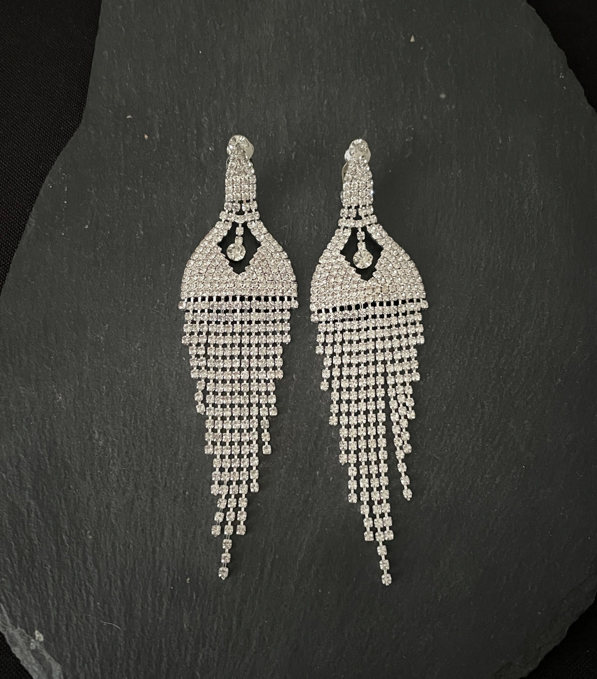 Bling Drop Clip On Earrings image 0
