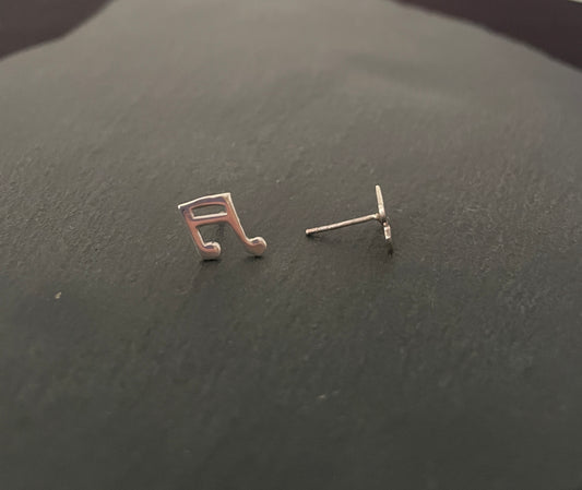 Silver Music Note Studs image 1