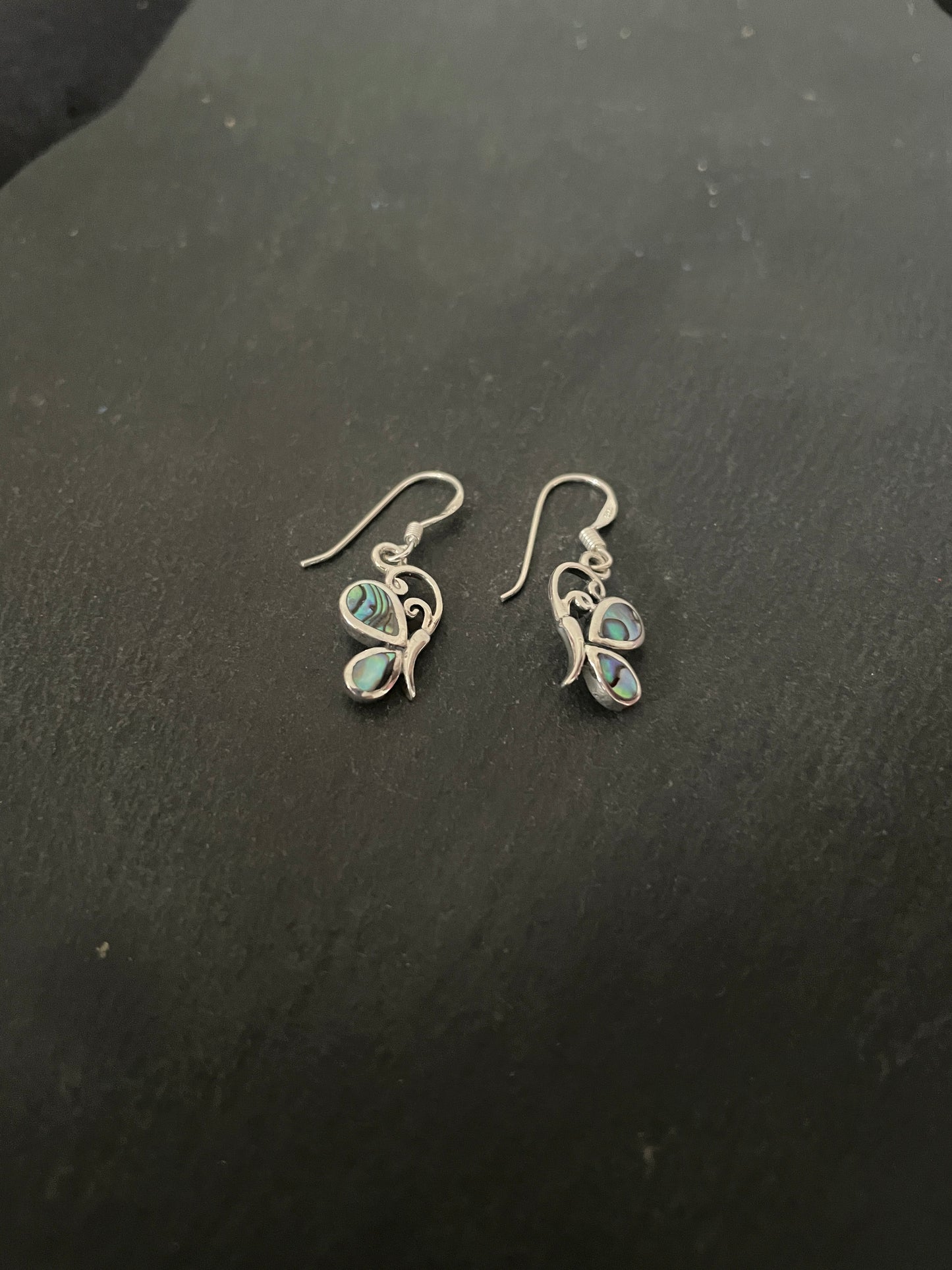 Paua Shell and Silver Butterfly Earrings image 1