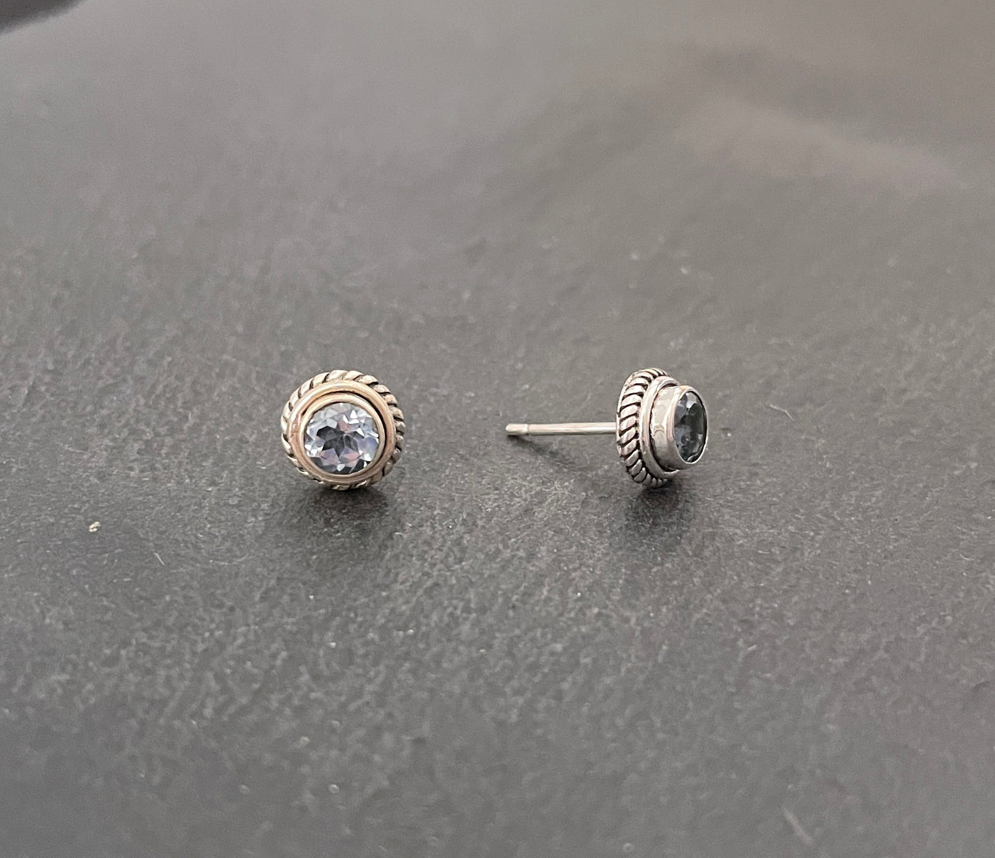 Round Blue Topaz Studs image 1