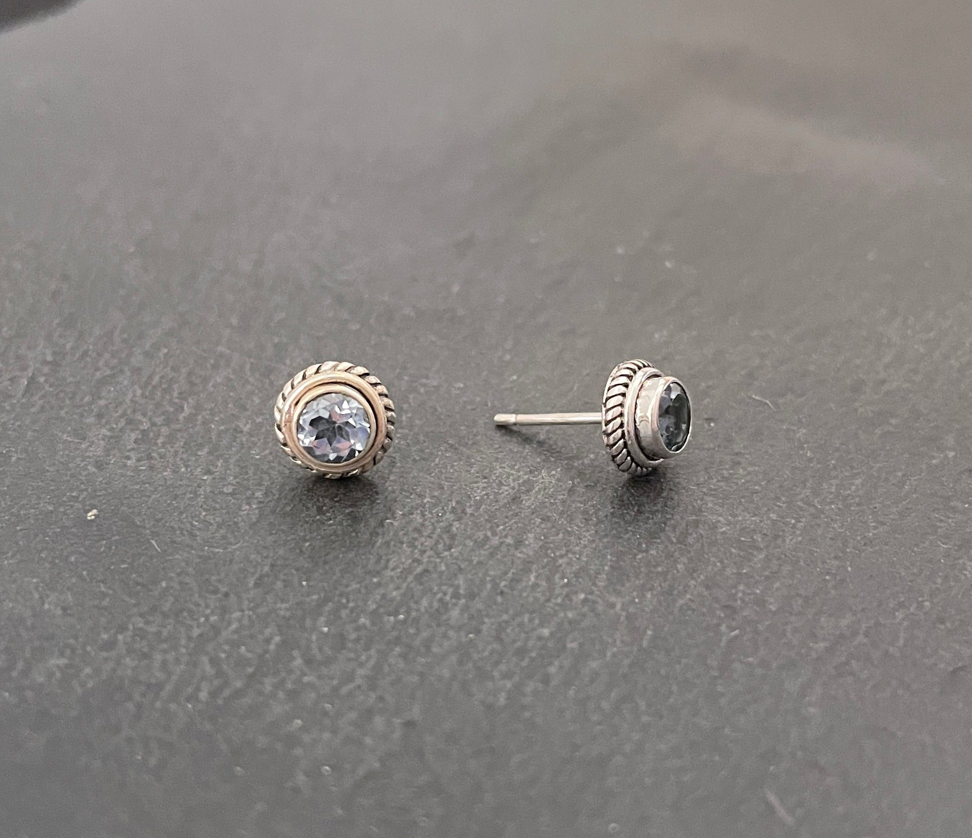 Round Blue Topaz Studs image 1