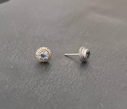 Round Blue Topaz Studs image 1