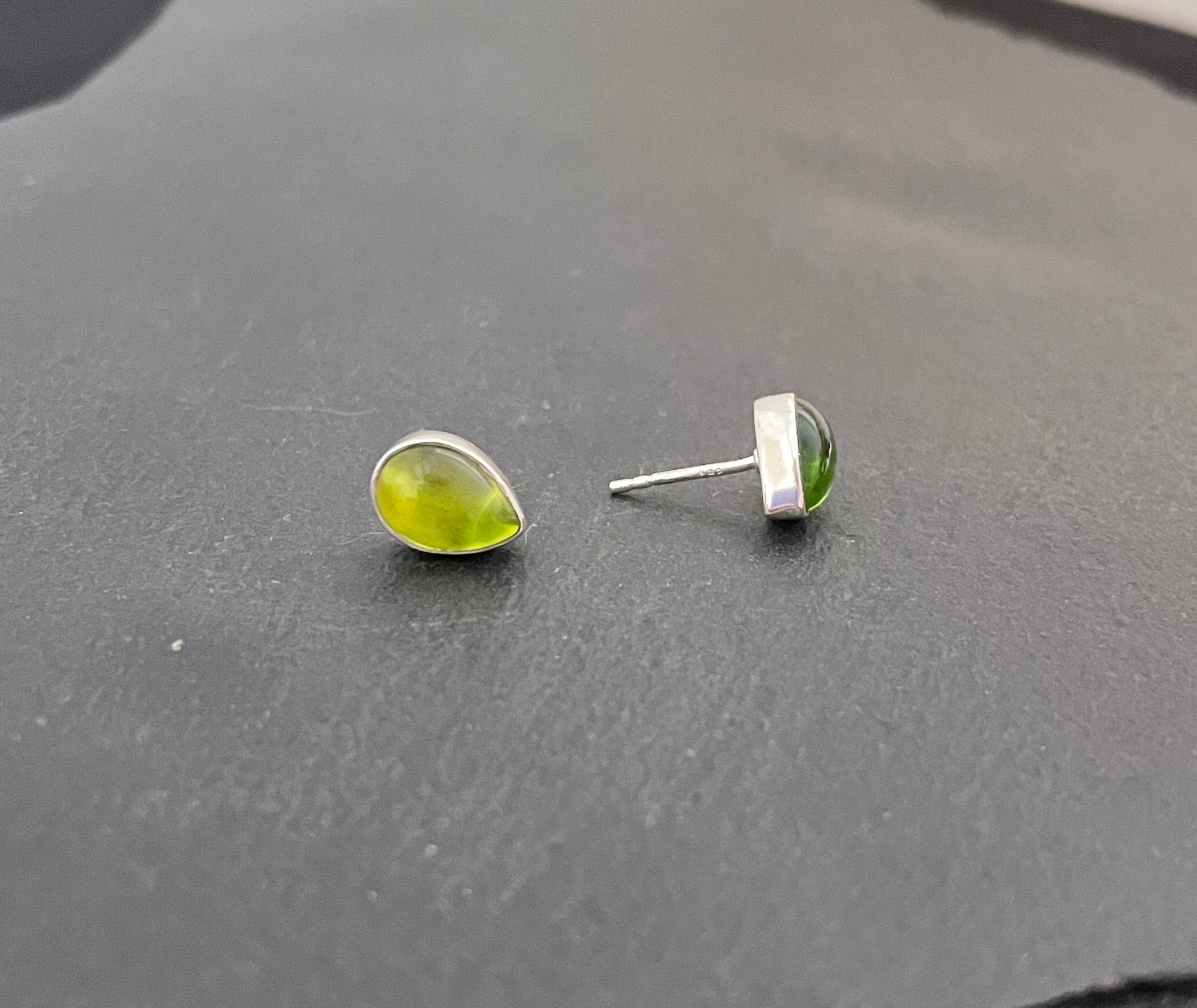 Peridot Teardrop Stud Earrings image 1