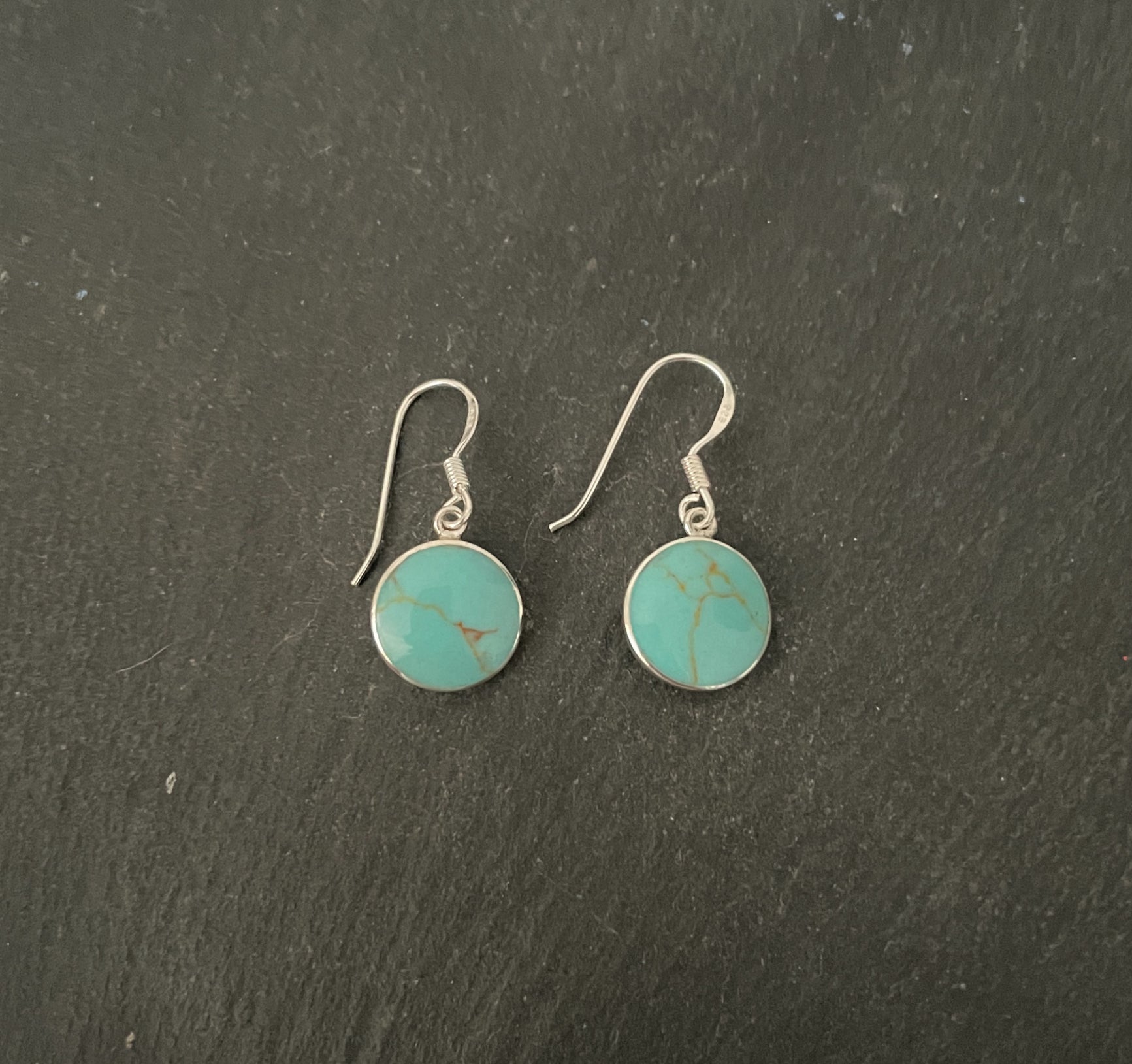 Turquoise and Silver Round Earrings image 0