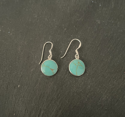Turquoise and Silver Round Earrings image 0