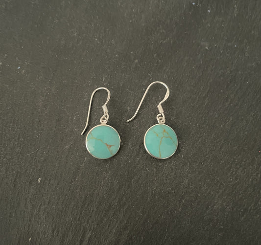 Turquoise and Silver Round Earrings image 0