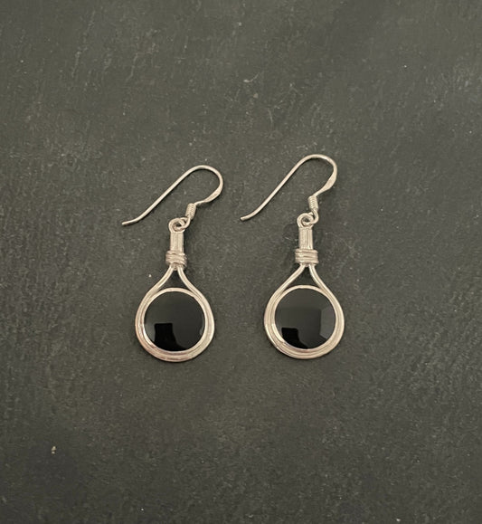 Black Onyx and Silver Earrings image 0